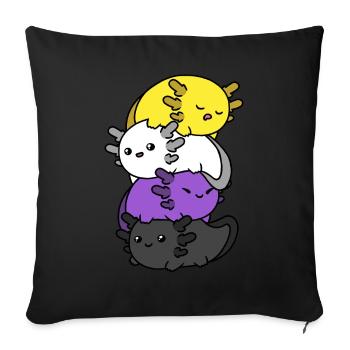 Kawaii Axolotl Haufen Nichtbinäre Flagge Nichtbinä - Sofakissenbezug 45 x 45 cm - Schwarz - Vorne