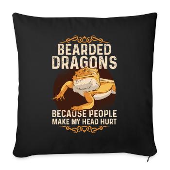 Funny bearded dragon - Sofa pillowcase 17,3'' x 17,3'' (45 x 45 cm) - black - Front