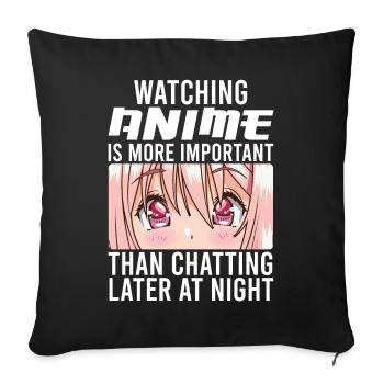 Anime Fille Manga - Housse de coussin décorative 45 x 45 cm - noir - Devant