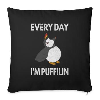 Every Day Puffilin - Puffin Papageientaucher - Sofa pillowcase 17,3'' x 17,3'' (45 x 45 cm) - black - Front