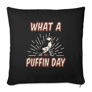What A Puffin Day Papageitaucher Papageientaucher - Sofa pillowcase 17,3'' x 17,3'' (45 x 45 cm) - black - Front