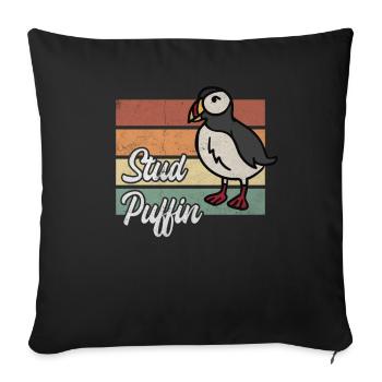 Vintage Puffin - Sofa pillowcase 17,3'' x 17,3'' (45 x 45 cm) - black - Front