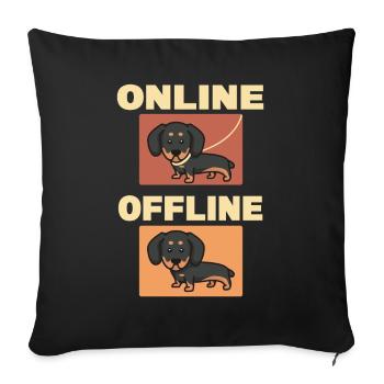 Online Offline Dachshund Dachshund With No Leash - Sofa pillowcase 17,3'' x 17,3'' (45 x 45 cm) - black - Front