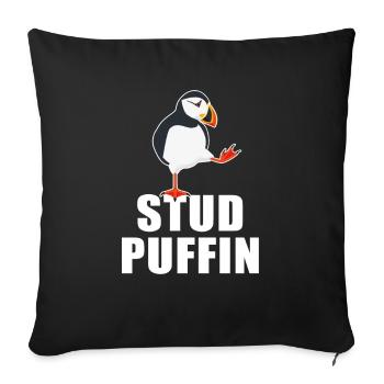 Stud Puffin Grebe Seabird Puffin - Sofa pillowcase 17,3'' x 17,3'' (45 x 45 cm) - black - Front