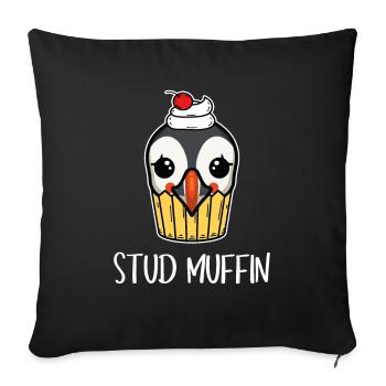 Stud Muffin Puffin Puffin Pun - Sofa pillowcase 17,3'' x 17,3'' (45 x 45 cm) - black - Front