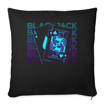Blackjack Pik-Bube Pik-Ass Retro Geschenk - Sofakissenbezug 45 x 45 cm - Schwarz - Vorne