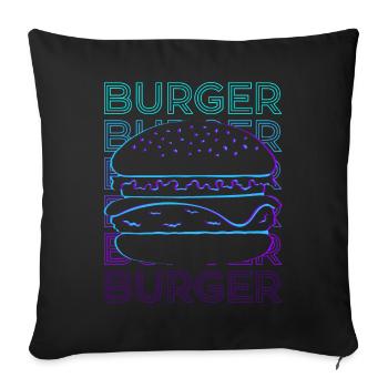 Burger Hamburger Cheeseburger Retro Gift - Sofa pillowcase 17,3'' x 17,3'' (45 x 45 cm) - black - Front