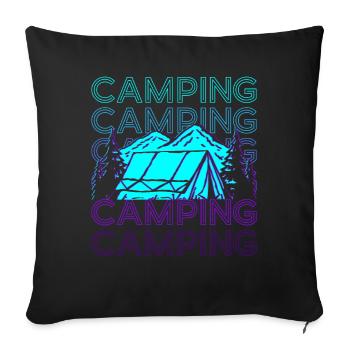 Camping Camping Camping Camp Retro Cadeau - Housse de coussin décorative 45 x 45 cm - noir - Devant