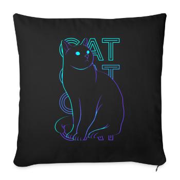 Cat Retro Gift - Sofa pillowcase 17,3'' x 17,3'' (45 x 45 cm) - black - Front