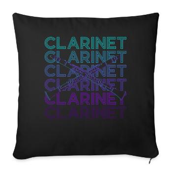 Clarinette Clarinette Clarinette Rétro Cadeau - Housse de coussin décorative 45 x 45 cm - noir - Devant
