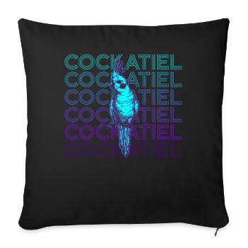 Cockatiel Retro Gift - Sofa pillowcase 17,3'' x 17,3'' (45 x 45 cm) - black - Front