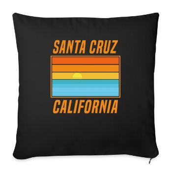 Santa Cruz California Vintage Surfer 70er 80er - Sofakissenbezug 45 x 45 cm - Schwarz - Vorne