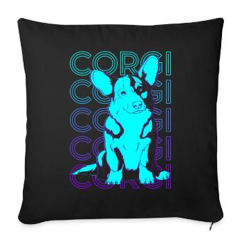 Corgi Retro Gift - Sofa pillowcase 17,3'' x 17,3'' (45 x 45 cm) - black - Front