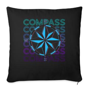 Compass Retro Cadeau - Housse de coussin décorative 45 x 45 cm - noir - Devant