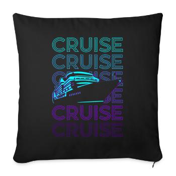 Cadeau rétro de navire de croisière - Housse de coussin décorative 45 x 45 cm - noir - Devant