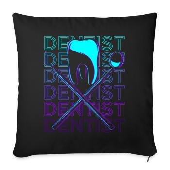 Dentiste Dentiste Dentiste Assistant Cadeau - Housse de coussin décorative 45 x 45 cm - noir - Devant