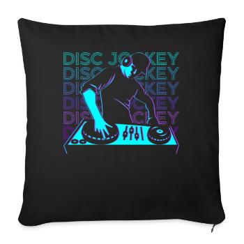 DJ Disc Jockey Retro Geschenk - Sofakissenbezug 45 x 45 cm - Schwarz - Vorne