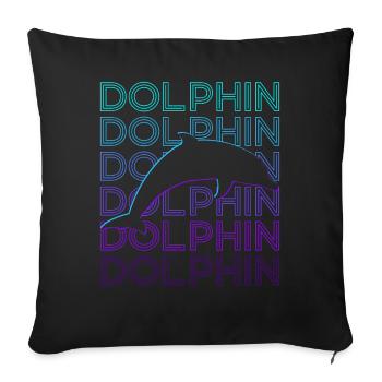 Cadeau rétro dauphin - Housse de coussin décorative 45 x 45 cm - noir - Devant