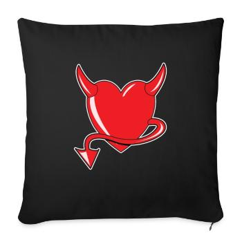 Rotes Herz - Devil Heart - Teufelsherz - Geschenk - Sofakissenbezug 45 x 45 cm - Schwarz - Vorne