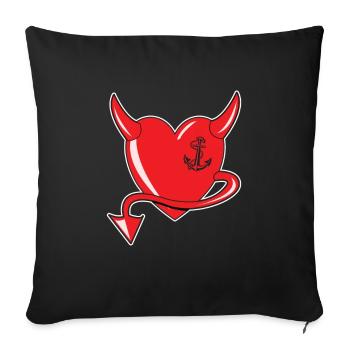Rotes Herz - Devil Heart - Teufelsherz - Geschenk - Sofakissenbezug 45 x 45 cm - Schwarz - Vorne