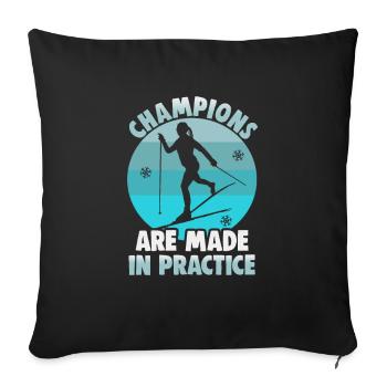 Skieurs de fond biathlon de fond - Housse de coussin décorative 45 x 45 cm - noir - Devant