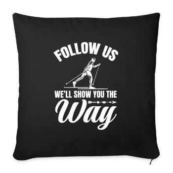 Skieurs de fond biathlon de fond - Housse de coussin décorative 45 x 45 cm - noir - Devant
