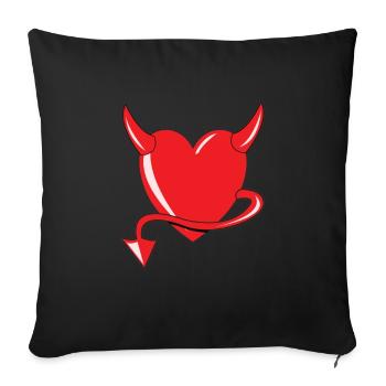 Rotes Herz - Devil Heart - Teufelsherz - Geschenk - Sofakissenbezug 45 x 45 cm - Schwarz - Vorne