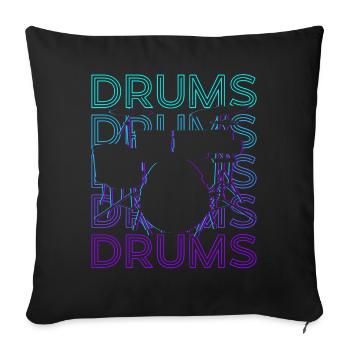 Drums Retro Gift - Sofa pillowcase 17,3'' x 17,3'' (45 x 45 cm) - black - Front