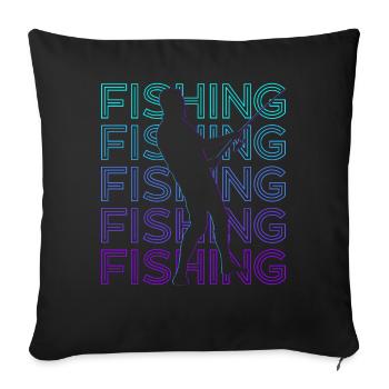 Fishing Fisherman Retro Gift - Sofa pillowcase 17,3'' x 17,3'' (45 x 45 cm) - black - Front