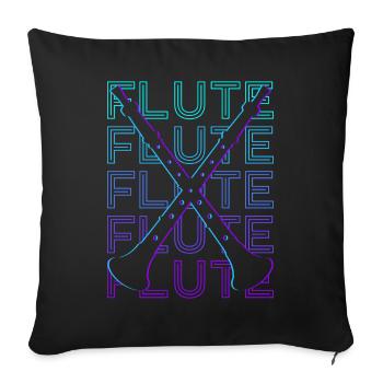 Flute Flutist Retro Gift - Sofa pillowcase 17,3'' x 17,3'' (45 x 45 cm) - black - Front