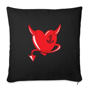 Rotes Herz - Devil Heart - Teufelsherz - Geschenk - Sofakissenbezug 45 x 45 cm - Schwarz - Vorne