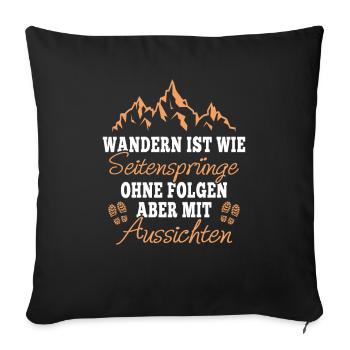 Wandern Seitensprünge Wanderung Wanderteam - Sofakissenbezug 45 x 45 cm - Schwarz - Vorne