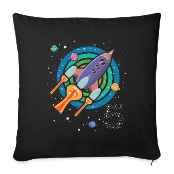 Rakete 5 Jahre Geburtstag Weltraum Raumschiff - Sofakissenbezug 45 x 45 cm - Schwarz - Vorne
