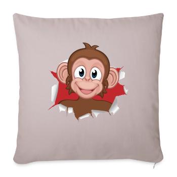 Affe Kinder Affenkind Schimpanse - Sofakissenbezug 45 x 45 cm - helles Taupe - Vorne