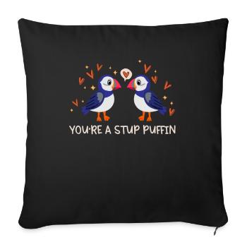 Stud Puffin Hearts Puffins Love Seabird - Sofa pillowcase 17,3'' x 17,3'' (45 x 45 cm) - black - Front