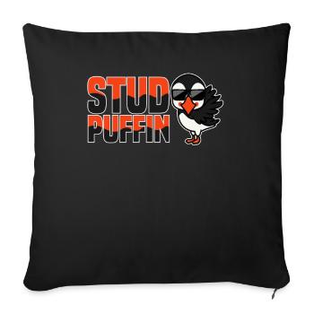Stud Puffin Puffin Parrot Gift - Sofa pillowcase 17,3'' x 17,3'' (45 x 45 cm) - black - Front