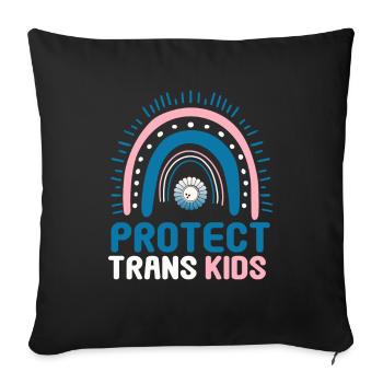 Protéger les enfants trans Drapeau transgenre LGBTI - Housse de coussin décorative 45 x 45 cm - noir - Devant