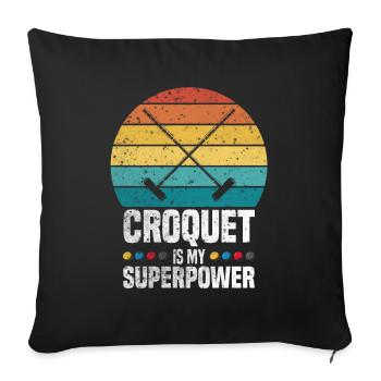 Croquet Superpuissance - Housse de coussin décorative 45 x 45 cm - noir - Devant