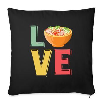 Lustige Spaghetti-Schüssel-Fleischbällchen FSM - Sofakissenbezug 45 x 45 cm - Schwarz - Vorne