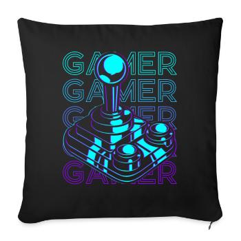 Gamer Video Gaming Joystick Retro - Sofa pillowcase 17,3'' x 17,3'' (45 x 45 cm) - black - Front