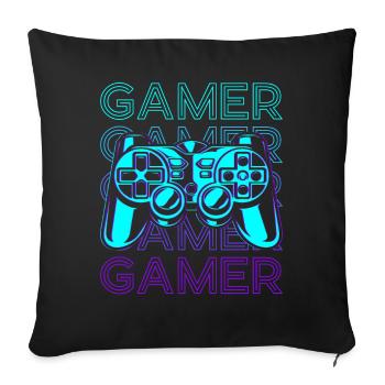 Gamer Video Gaming Controller Retro - Sofa pillowcase 17,3'' x 17,3'' (45 x 45 cm) - black - Front