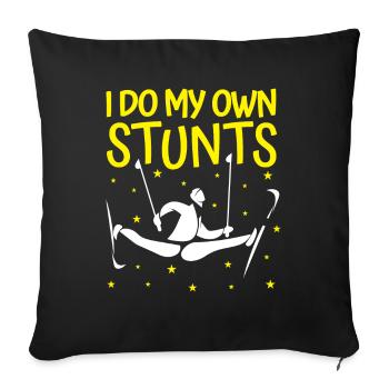 Skieurs de fond biathlon de fond - Housse de coussin décorative 45 x 45 cm - noir - Devant