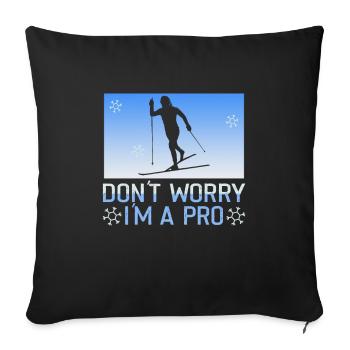 Skieurs de fond biathlon de fond - Housse de coussin décorative 45 x 45 cm - noir - Devant