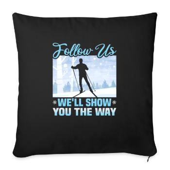 Skieurs de fond biathlon de fond - Housse de coussin décorative 45 x 45 cm - noir - Devant