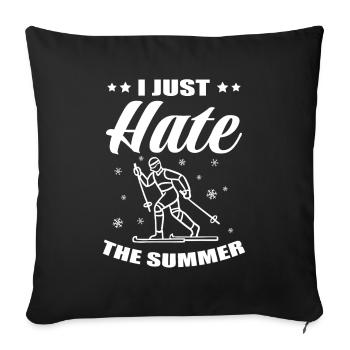 Skieurs de fond biathlon de fond - Housse de coussin décorative 45 x 45 cm - noir - Devant