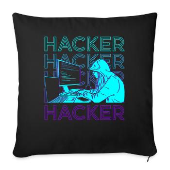 Hacker Hacking Hack Coding Programming Retro - Sofa pillowcase 17,3'' x 17,3'' (45 x 45 cm) - black - Front