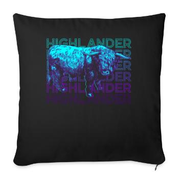 Highlander Scottish Highland Cow Retro - Sofa pillowcase 17,3'' x 17,3'' (45 x 45 cm) - black - Front
