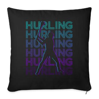 Joueur de hurling rétro - Housse de coussin décorative 45 x 45 cm - noir - Devant