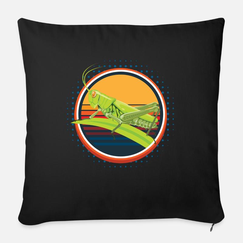 Grashüpfer Insekten Heuschrecke - Sofakissenbezug 45 x 45 cm - Schwarz