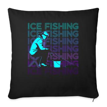 Eisfischen Fischer Retro - Sofakissenbezug 45 x 45 cm - Schwarz - Vorne